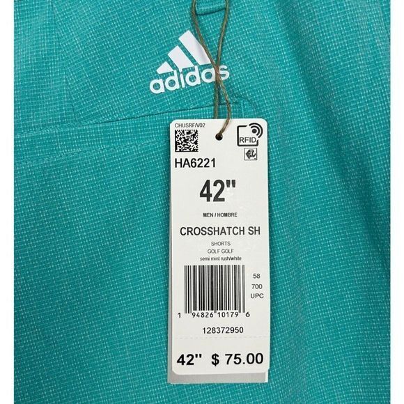 NEW Adidas Men's‎ 42 Crosshatch Golf Shorts Poly Blend Lightweight, Sea Green - Picture 3 of 8
